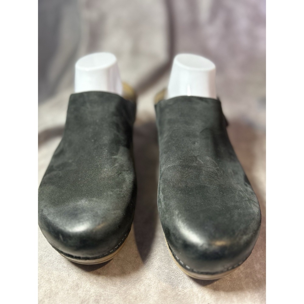 Dansko Black Nubuck Leather Clogs Adjustable Heel Strap EU 40 US 9.5 Women